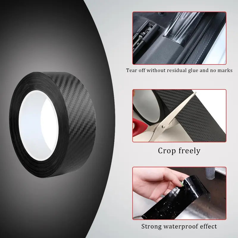 Skyddsfilm för bildörren – reptålig och slagtålig 3D-kolfibervinylfilm, självhäftande baksida