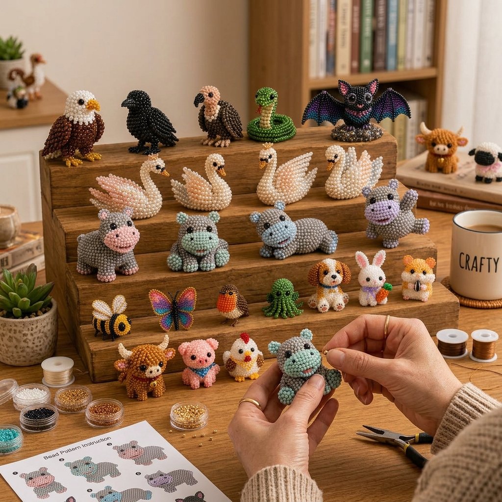 🧵✨ Litet DIY-kit med 3D-pärldjur