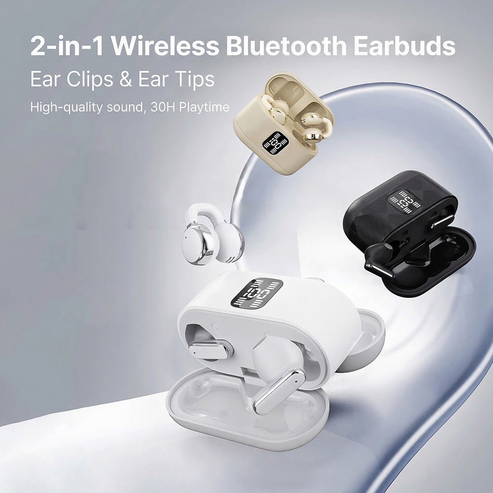 2-i-1-Bluetooth-hörlurar med öronbygel och öronproppar | 30 timmars speltid