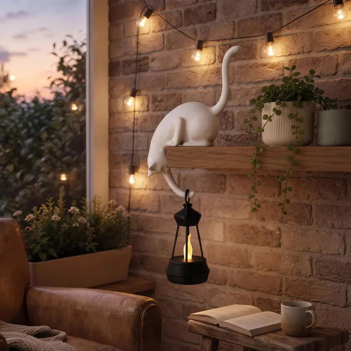 đâSöt kattfigur till bokhyllan med LED-lampa â Söt dekoration till bokhyllan och praktisk nyckelhĂ„llar