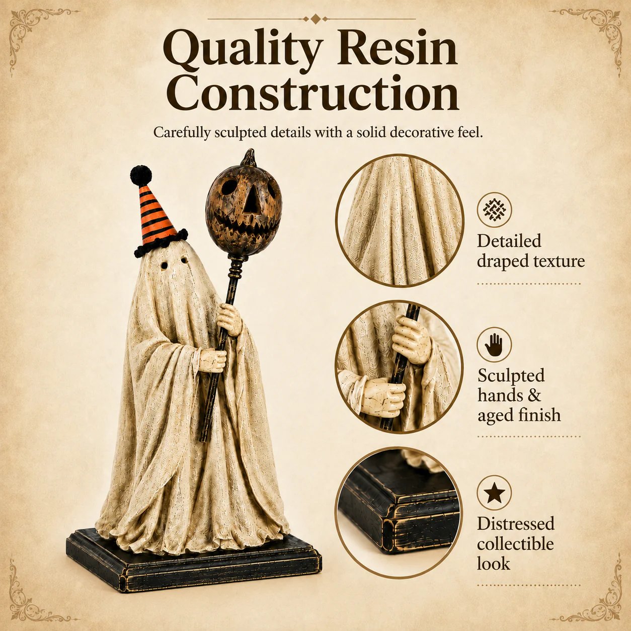 Summerween-rea 50 % rabatt – Upplyst vintage-spökfigur med en lysande pumpastav
