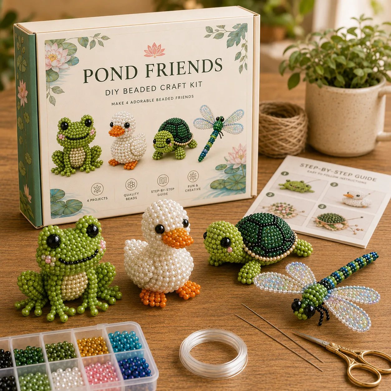 🧵✨ Litet DIY-kit med 3D-pärldjur