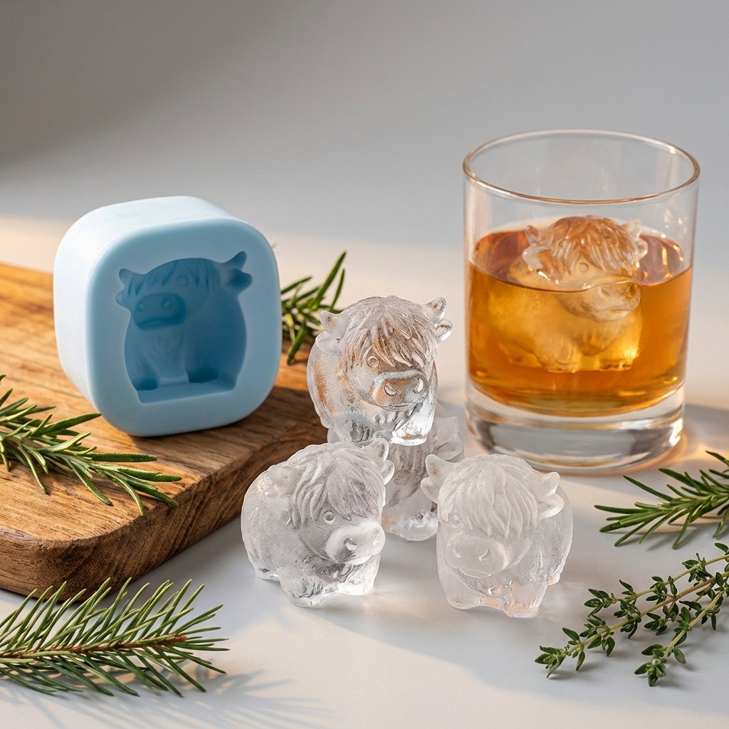 🐮 Mini iskubsform av höglandskon – Söt 3D-is för drycker, fester och presenter