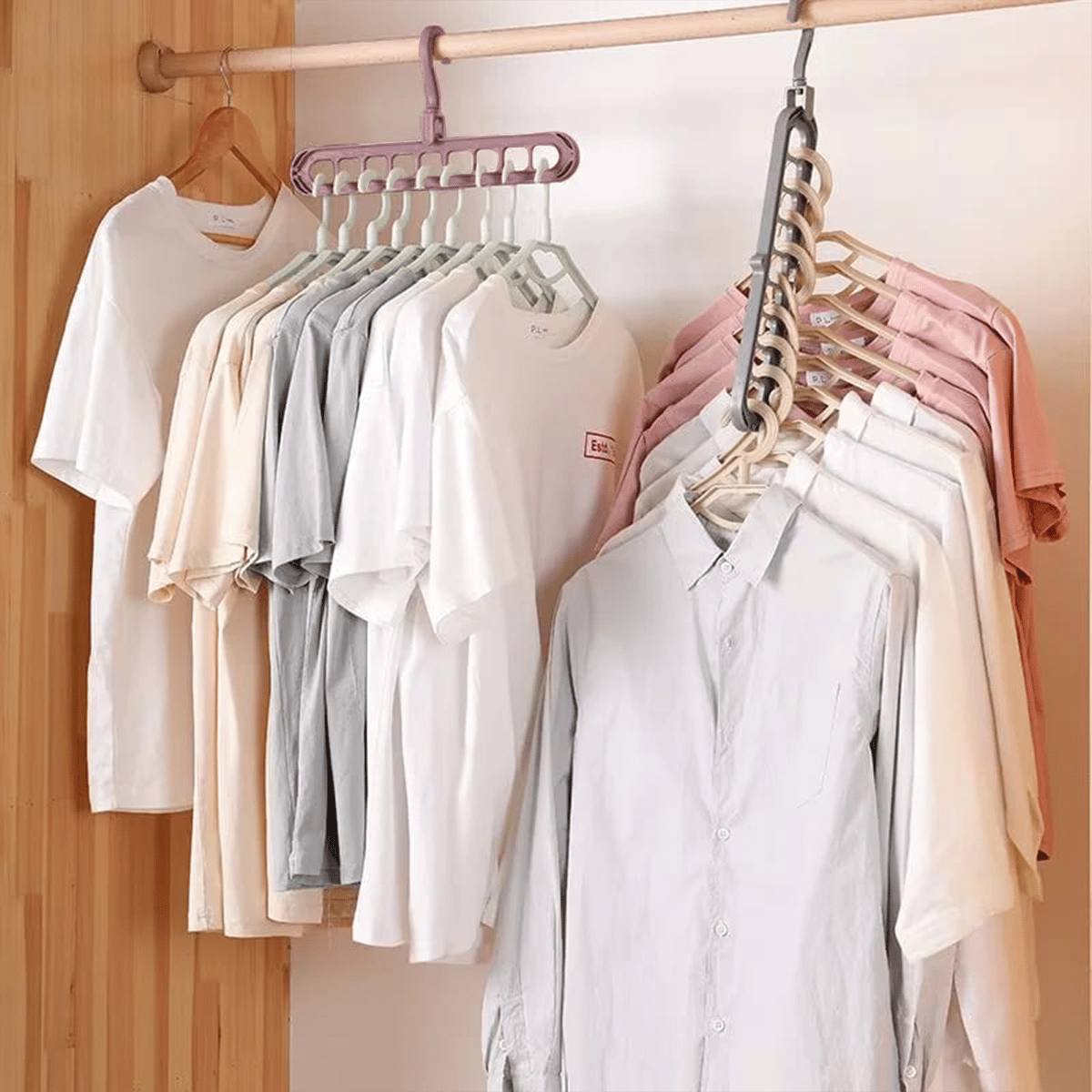 🔥👚 9-i-1 smart klädhängare – Frigör 85 % av utrymmet i din garderob!