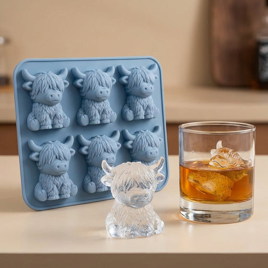 🐮 Mini iskubsform av höglandskon – Söt 3D-is för drycker, fester och presenter