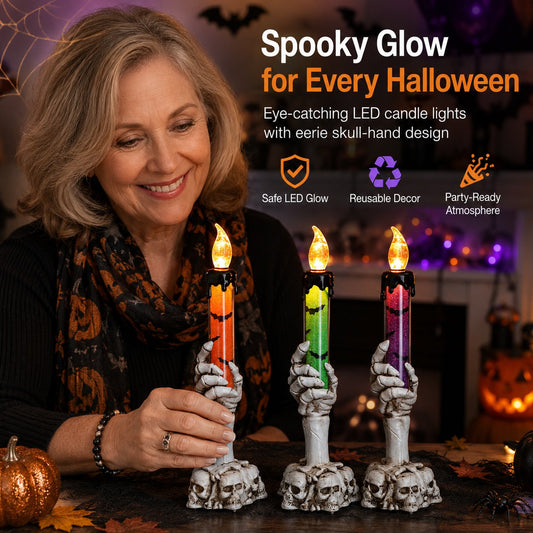 🎃 Sista dagen med 50 % rabatt – LED-ljusset med glitterljus i form av en skelettskalle till Halloween
