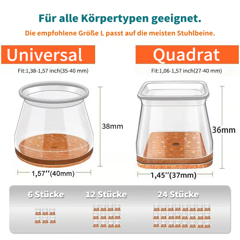 ✨ Universella stolsbenskydd av gummi – Passar alla stolsbensformer, reptåliga och slitstarka, den ultimata lösningen för att skydda dina golv.