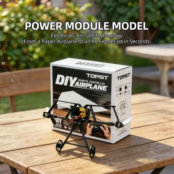 Hotfree Power-Up RC-pappersflygplanssats med gyrostabilisator – bygg-själv-flygplan med fjärrstyrning och dubbla propellrar, lätt och hopfällbart flygande STEM-leksak