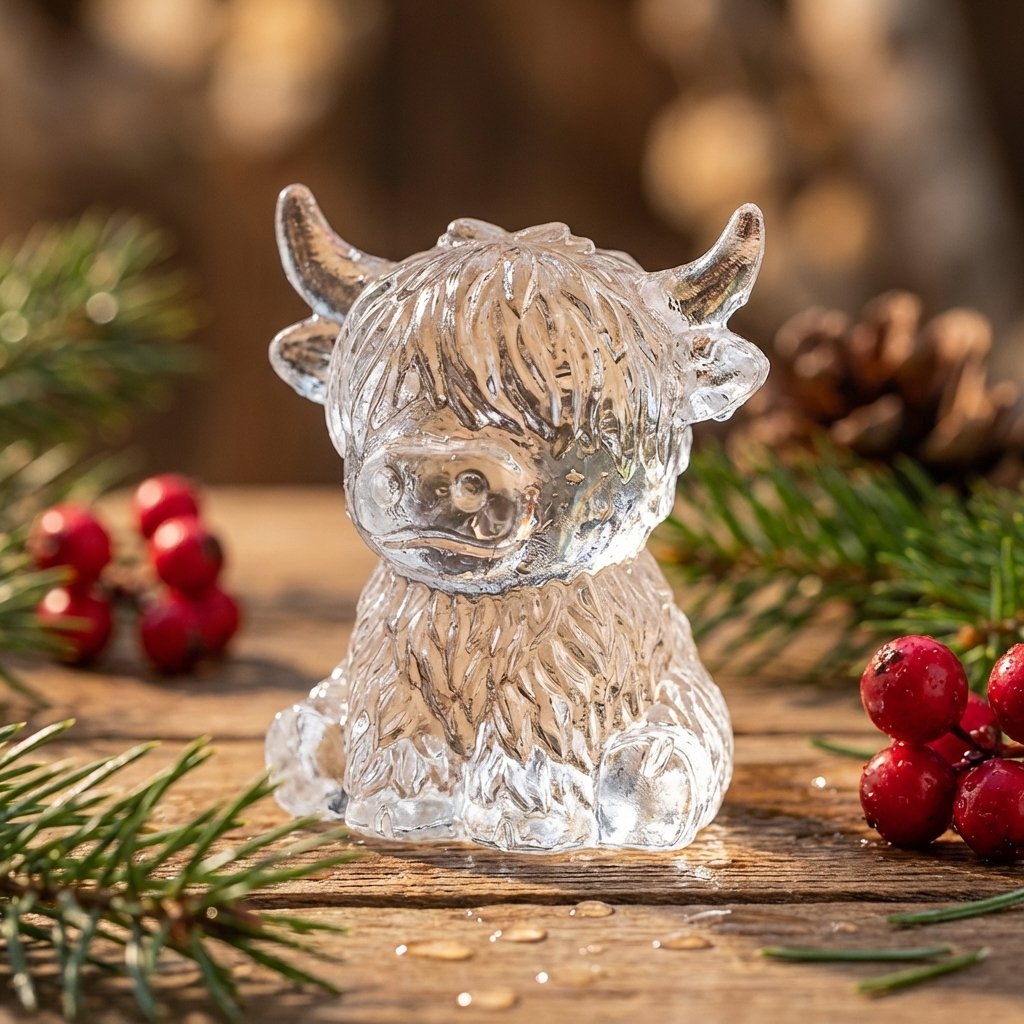 🐮 Mini iskubsform av höglandskon – Söt 3D-is för drycker, fester och presenter