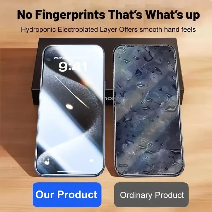 Lyxigt skärmskydd för iPhone – fingeravtrycksbeständigt, reptåligt