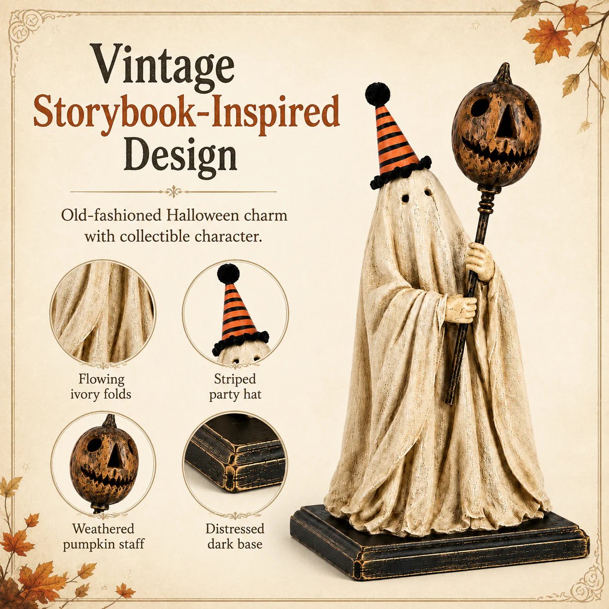 Summerween-rea 50 % rabatt – Upplyst vintage-spökfigur med en lysande pumpastav