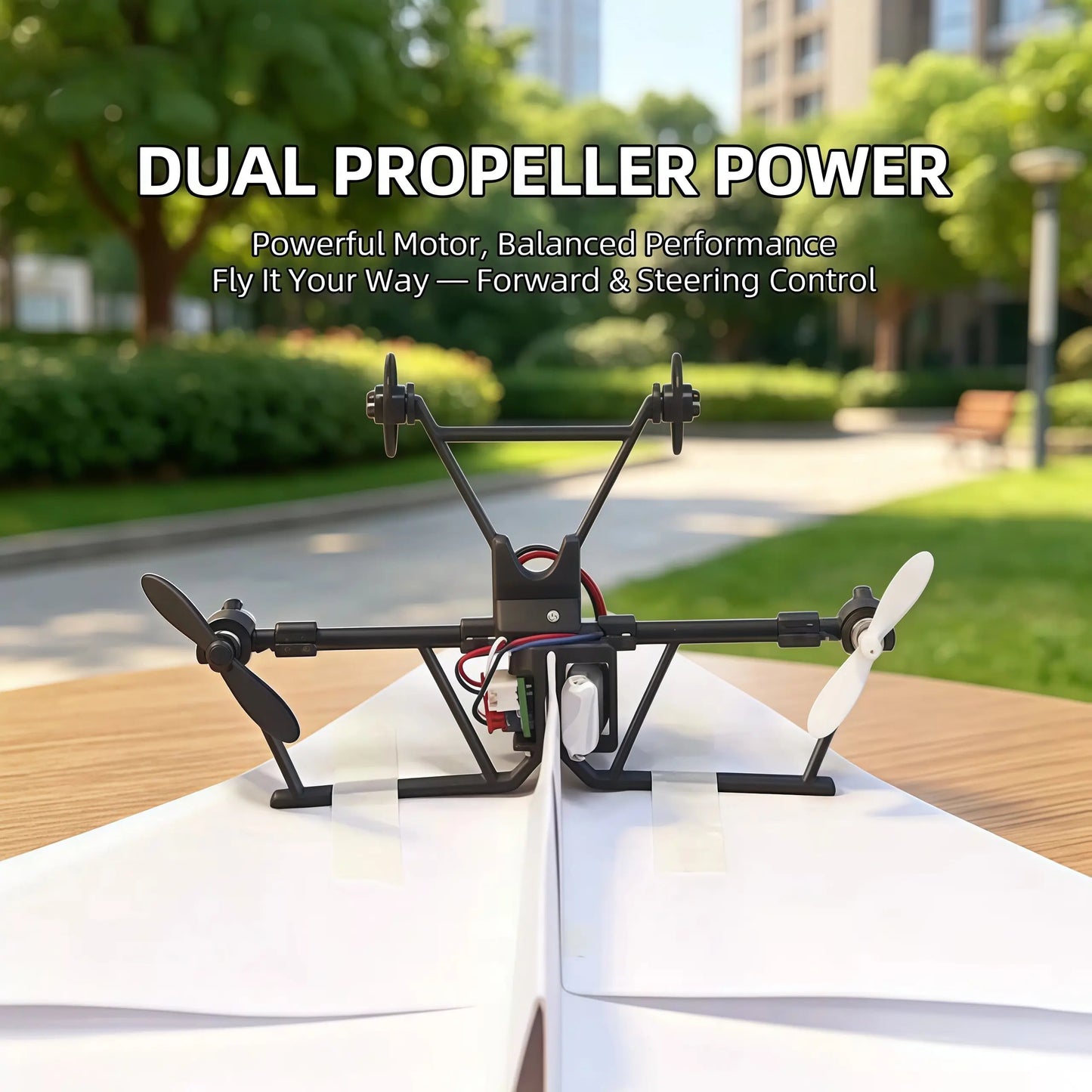 Hotfree Power-Up RC-pappersflygplanssats med gyrostabilisator – bygg-själv-flygplan med fjärrstyrning och dubbla propellrar, lätt och hopfällbart flygande STEM-leksak