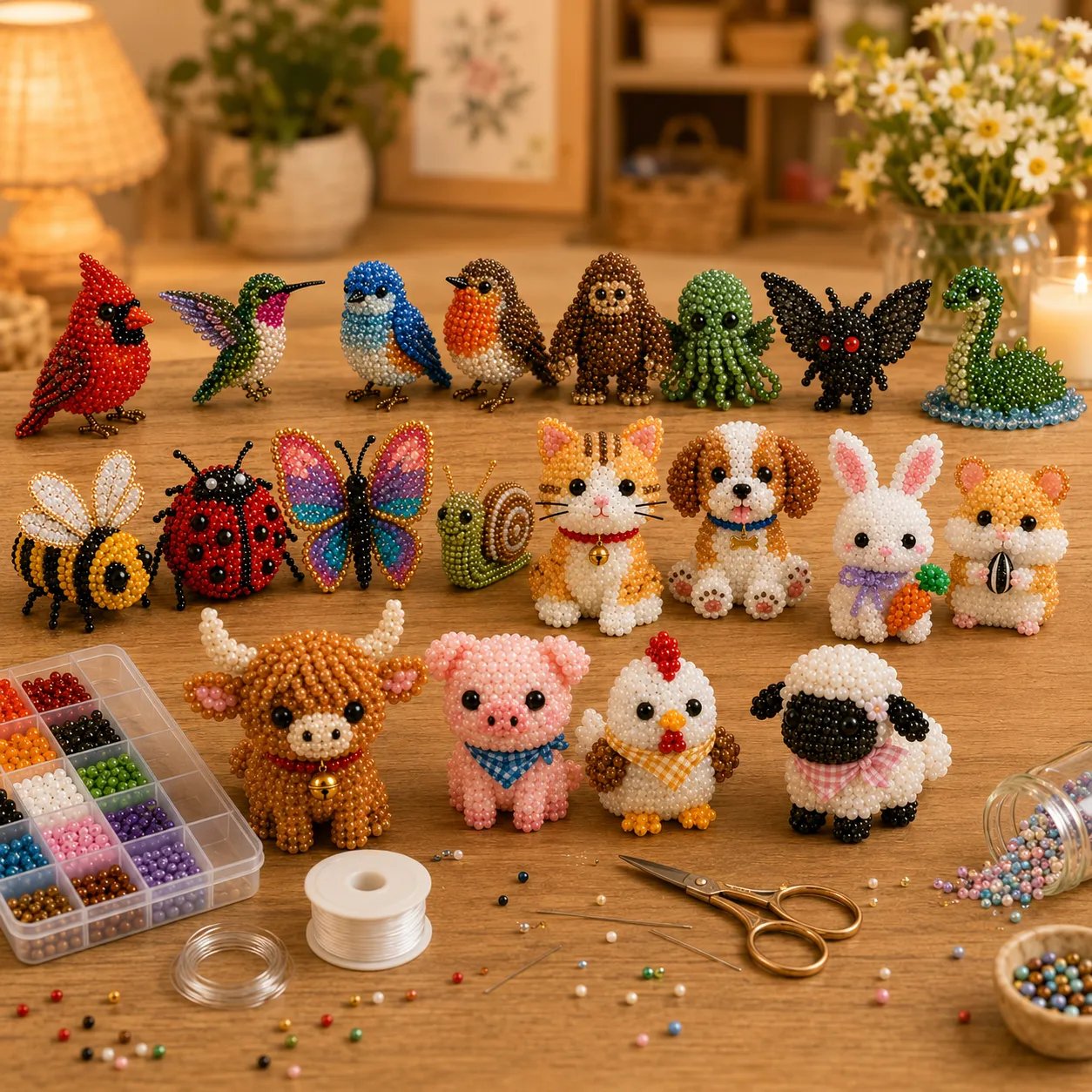 🧵✨ Litet DIY-kit med 3D-pärldjur