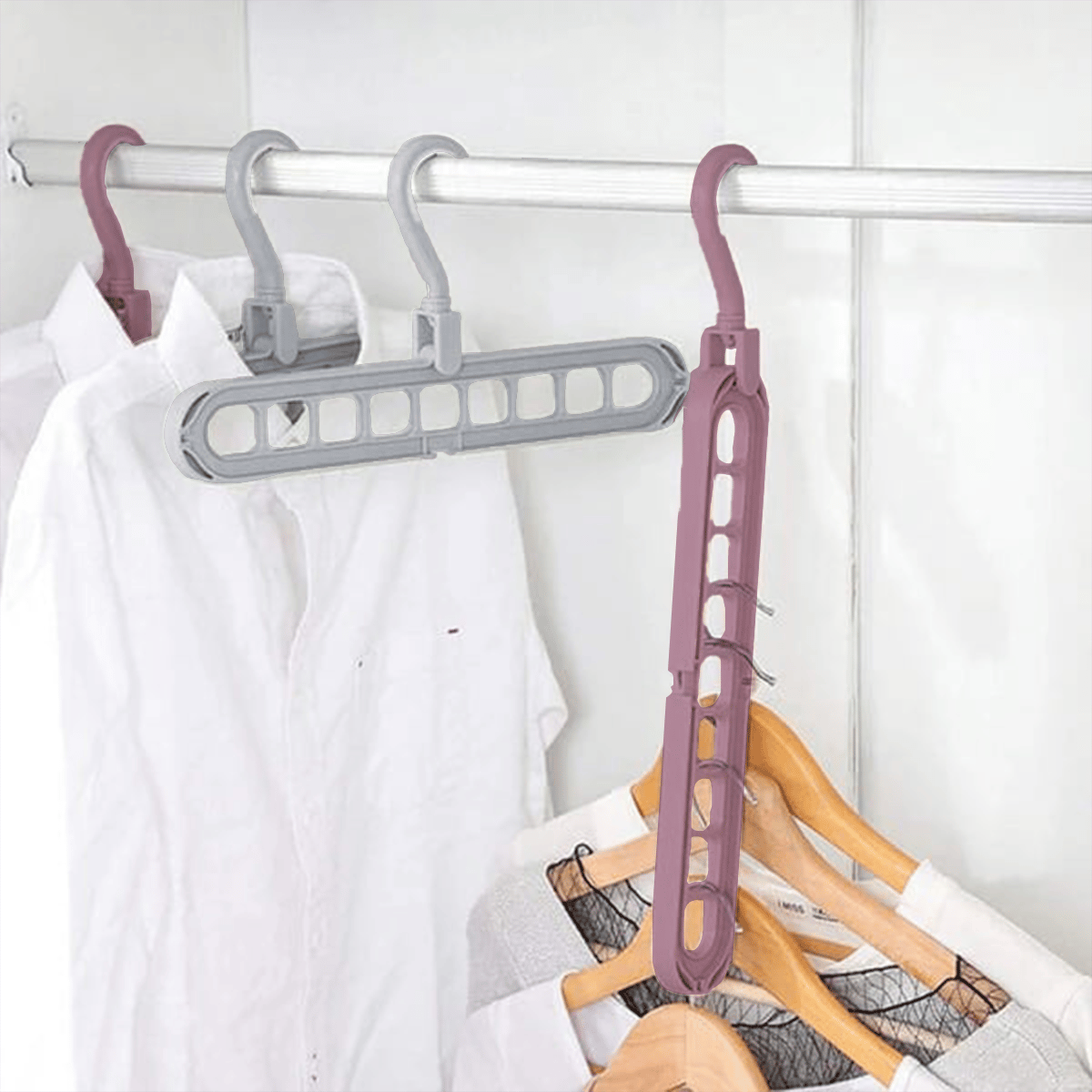 🔥👚 9-i-1 smart klädhängare – Frigör 85 % av utrymmet i din garderob!