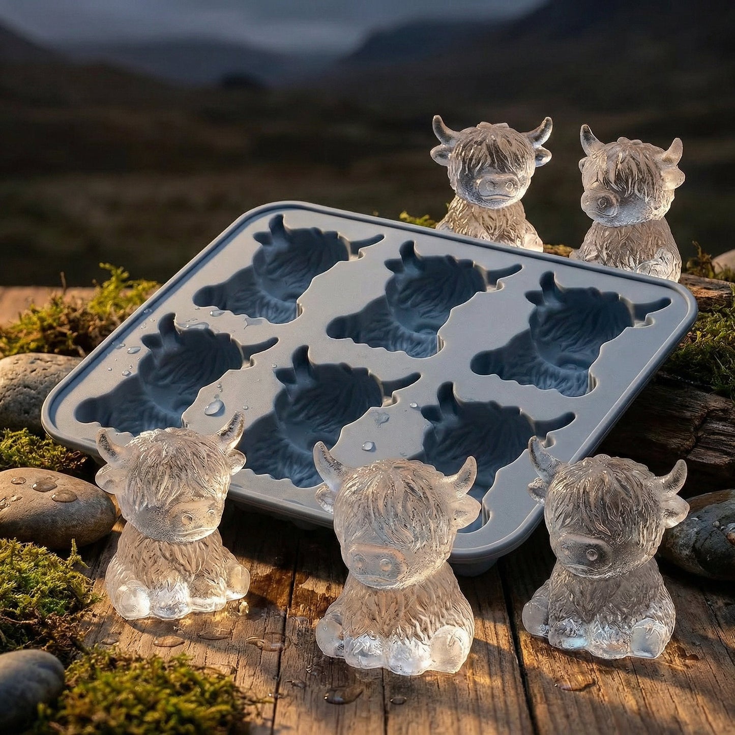🐮 Mini iskubsform av höglandskon – Söt 3D-is för drycker, fester och presenter