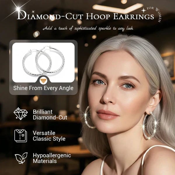 🎉KJØP 1, FÅ 1 GRATIS🎁Diamantslipte hoop-øreringer for kvinner – elegante, glitrende 💎