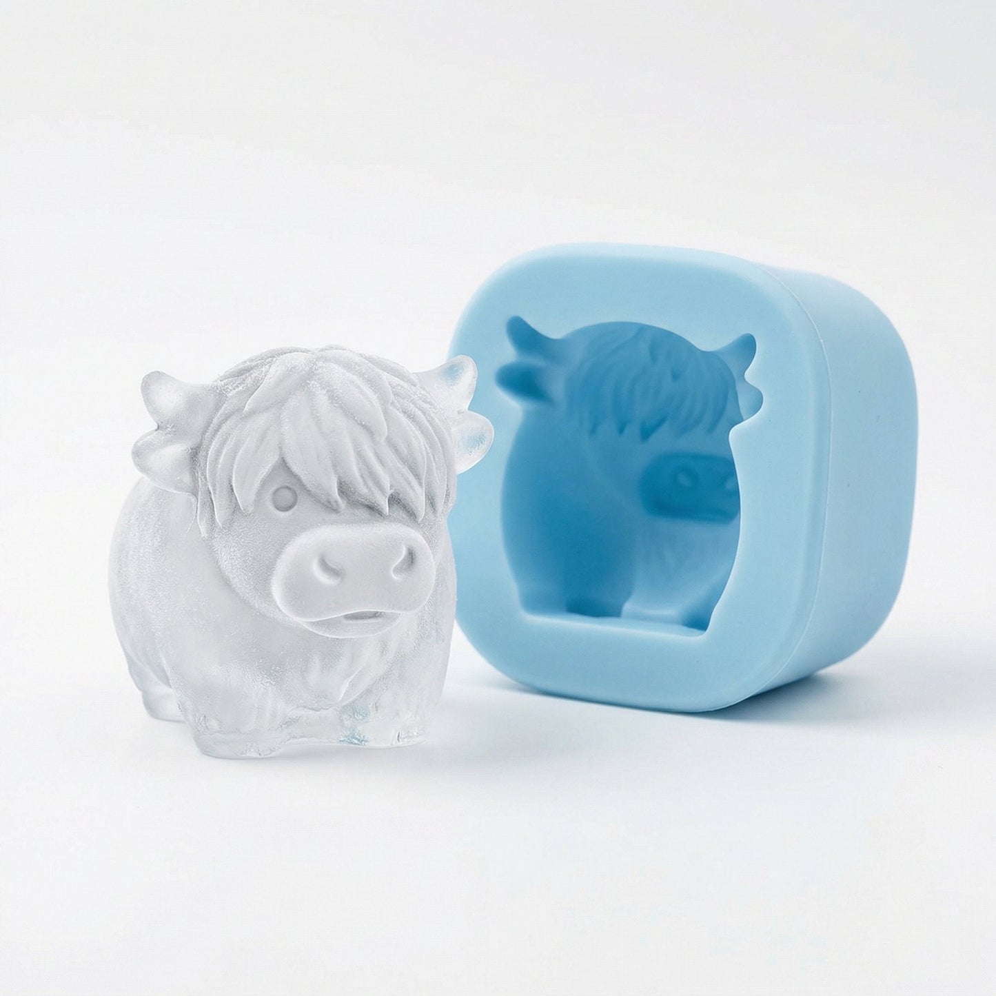 🐮 Mini iskubsform av höglandskon – Söt 3D-is för drycker, fester och presenter