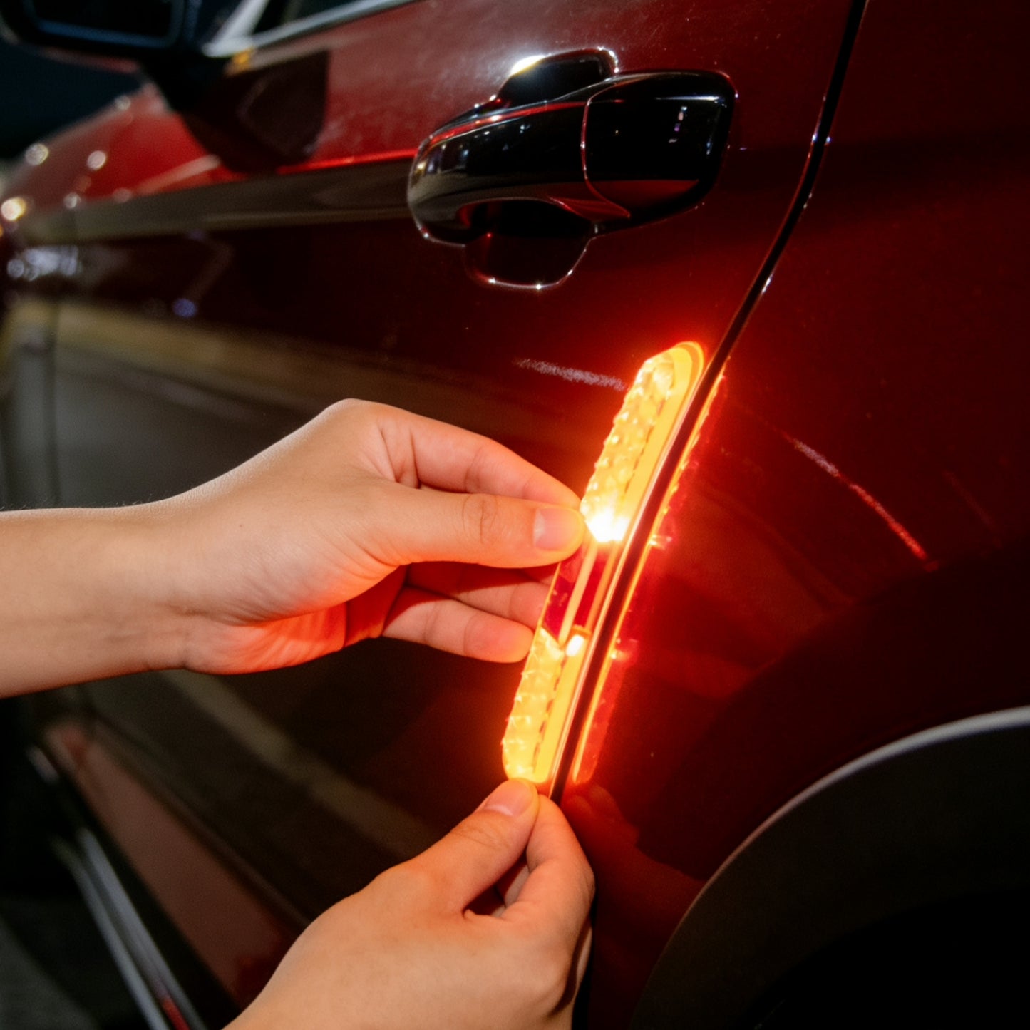 🚗Solcellsdriven RGB-varningslampa för bildörrar – automatisk kollisionsavvärjningslist