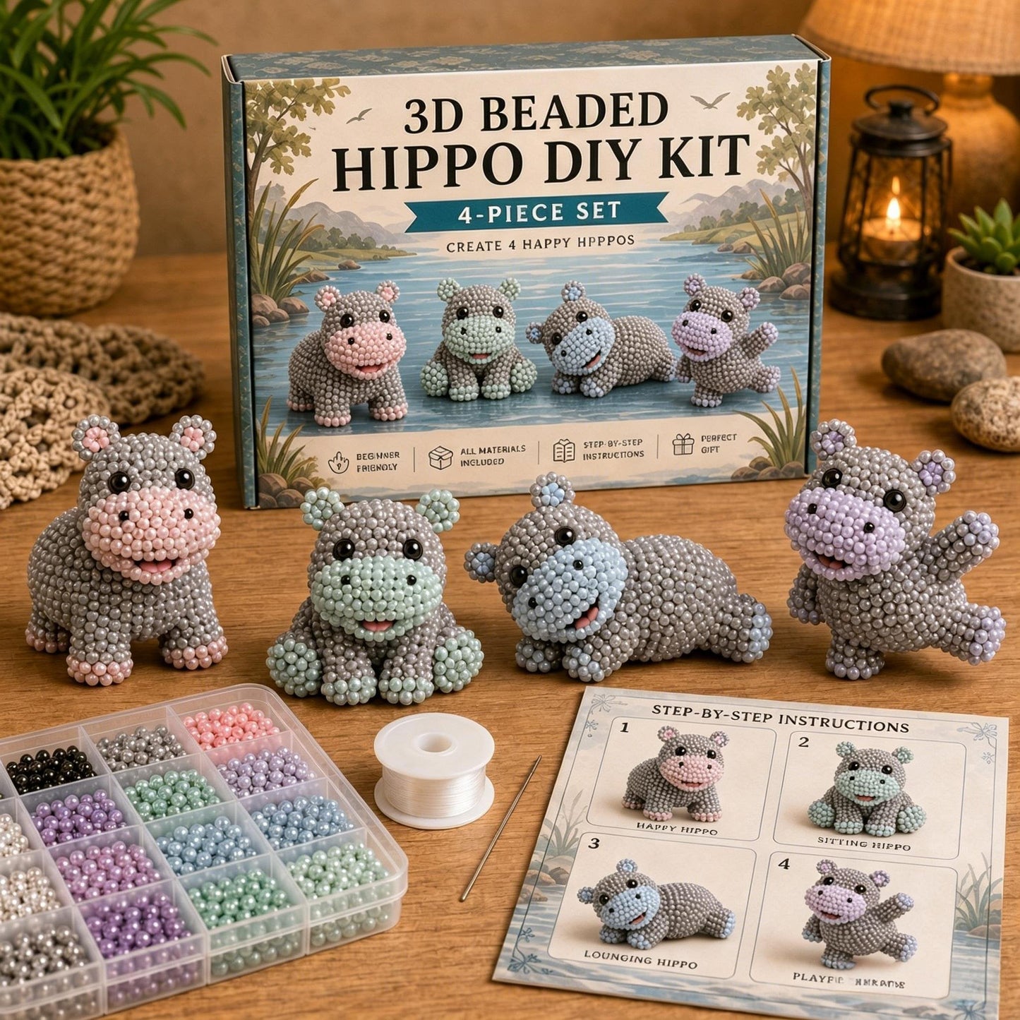 🧵✨ Litet DIY-kit med 3D-pärldjur