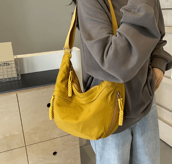 🏆5 000 sålda den här veckan!🔥Direktförsäljning från designern👜Dammode – enfärgad nylonväska i hobo-stil med axelrem