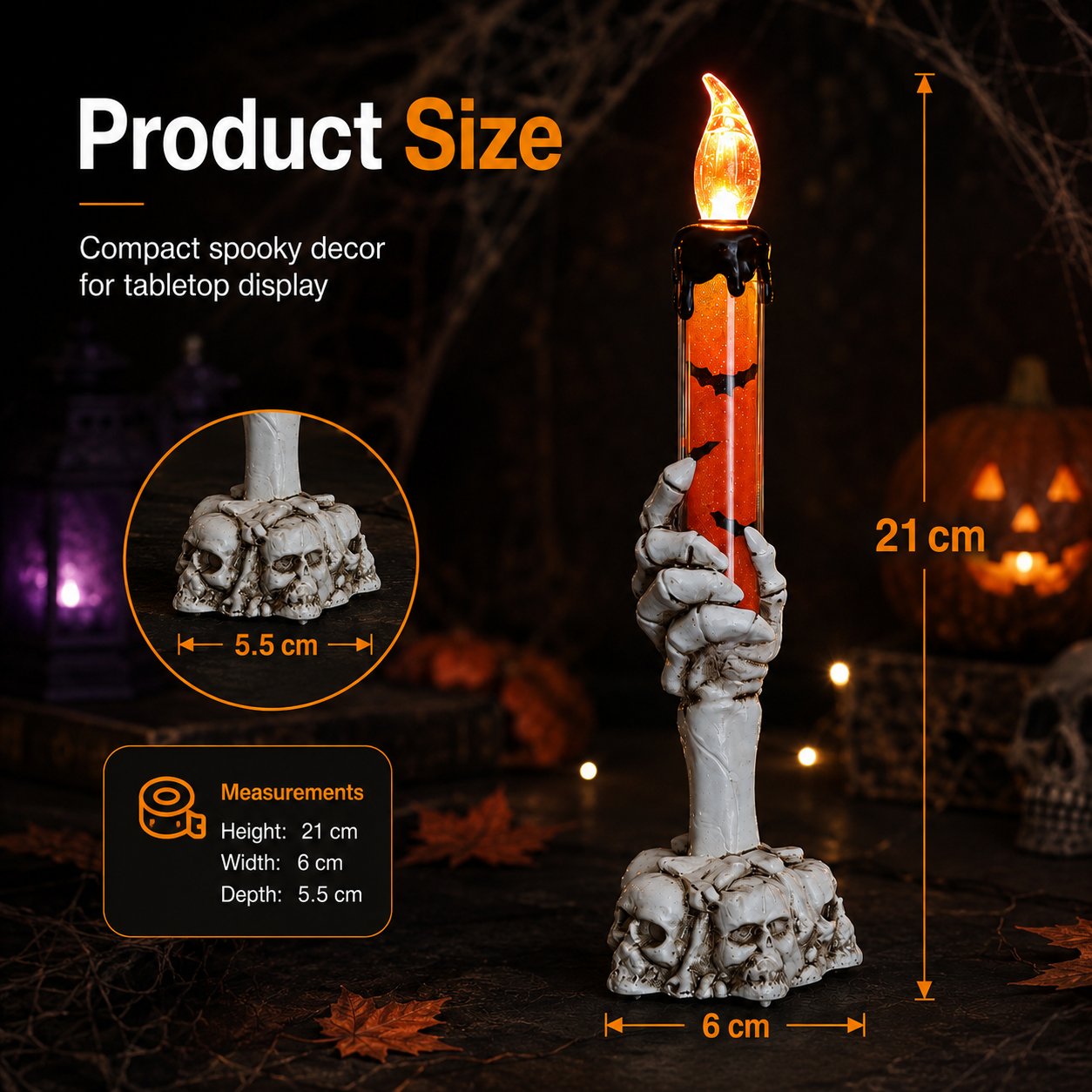 🎃 Sista dagen med 50 % rabatt – LED-ljusset med glitterljus i form av en skelettskalle till Halloween