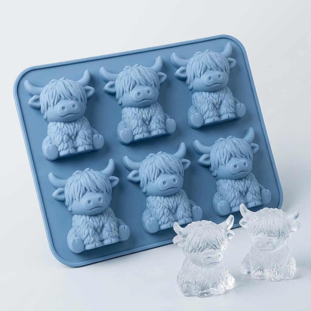 🐮 Mini iskubsform av höglandskon – Söt 3D-is för drycker, fester och presenter
