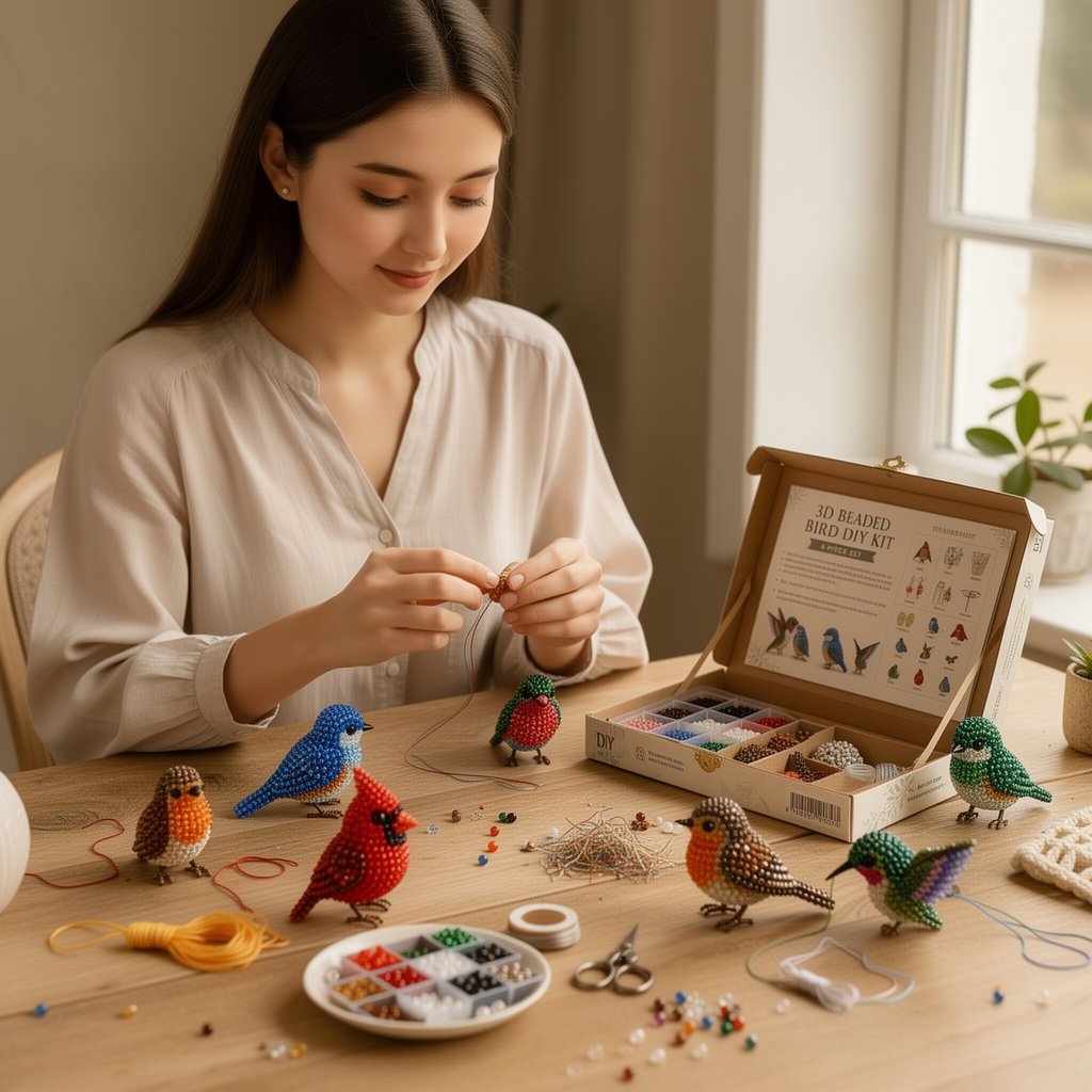 🧵✨ Litet DIY-kit med 3D-pärldjur