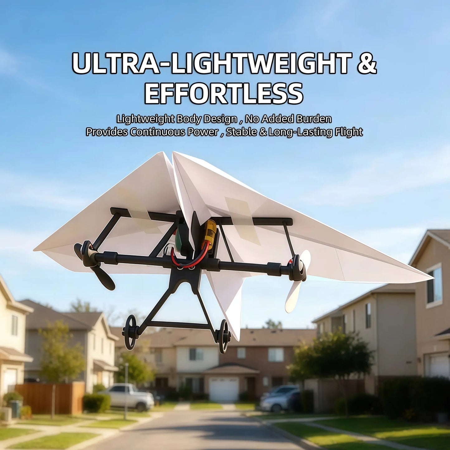 Hotfree Power-Up RC-pappersflygplanssats med gyrostabilisator – bygg-själv-flygplan med fjärrstyrning och dubbla propellrar, lätt och hopfällbart flygande STEM-leksak