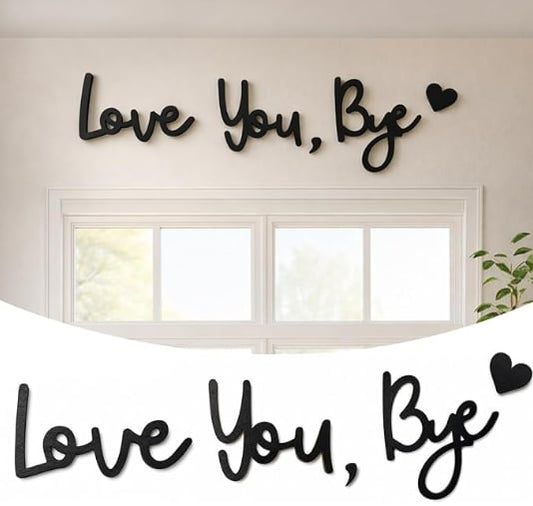 "Love you Bye" ✨Väggdekoration i trä – Skadar inte väggen