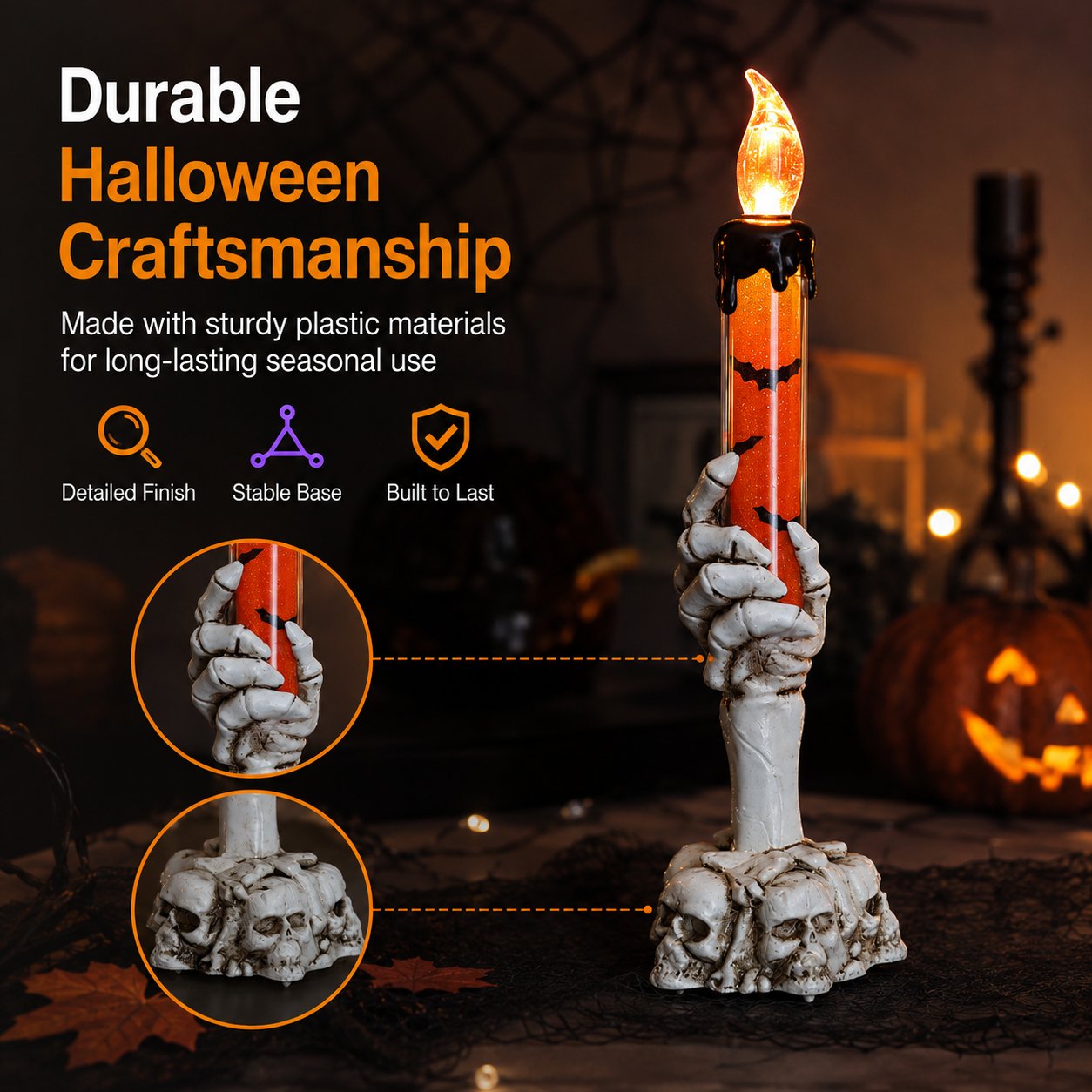 🎃 Sista dagen med 50 % rabatt – LED-ljusset med glitterljus i form av en skelettskalle till Halloween