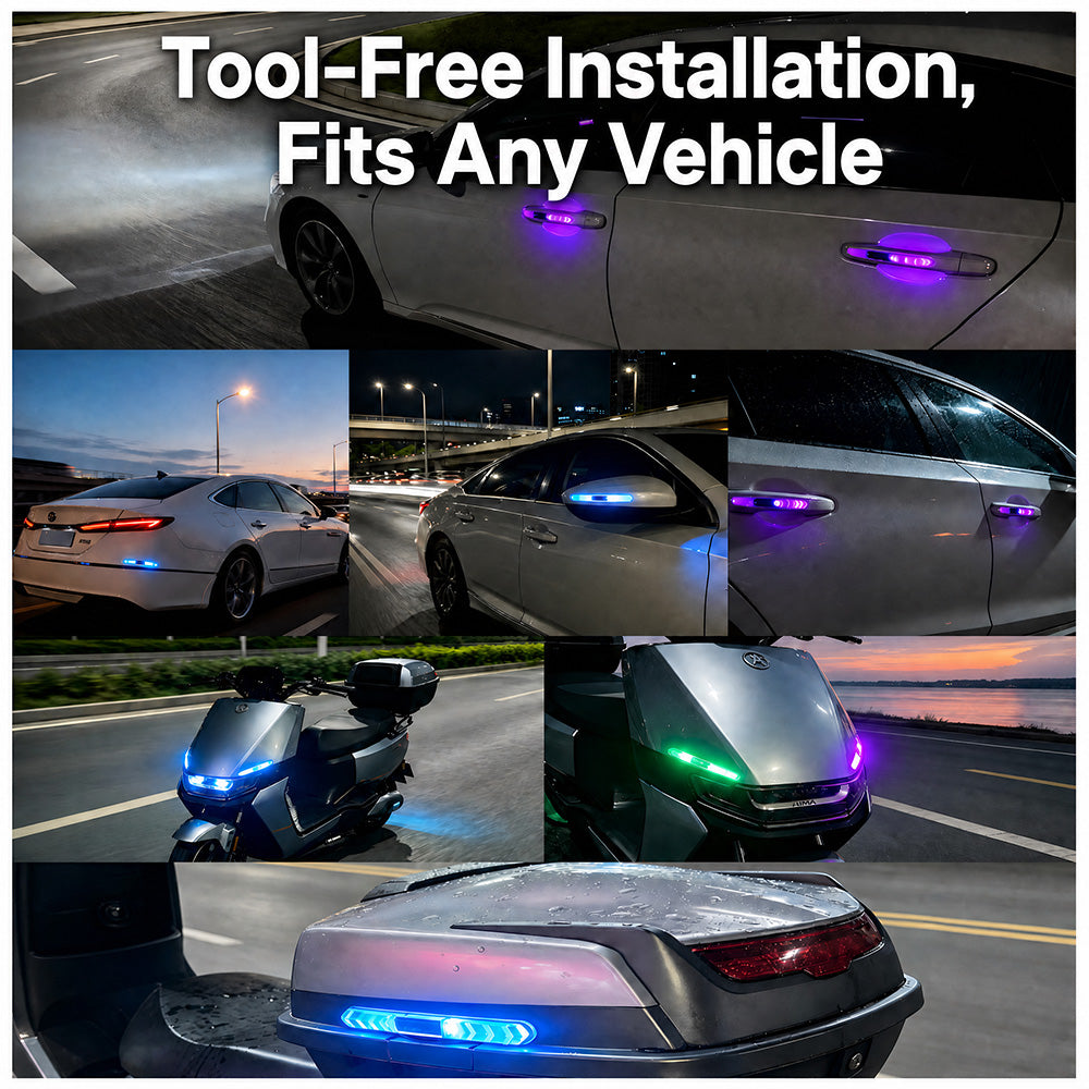 🚗Solcellsdriven RGB-varningslampa för bildörrar – automatisk kollisionsavvärjningslist