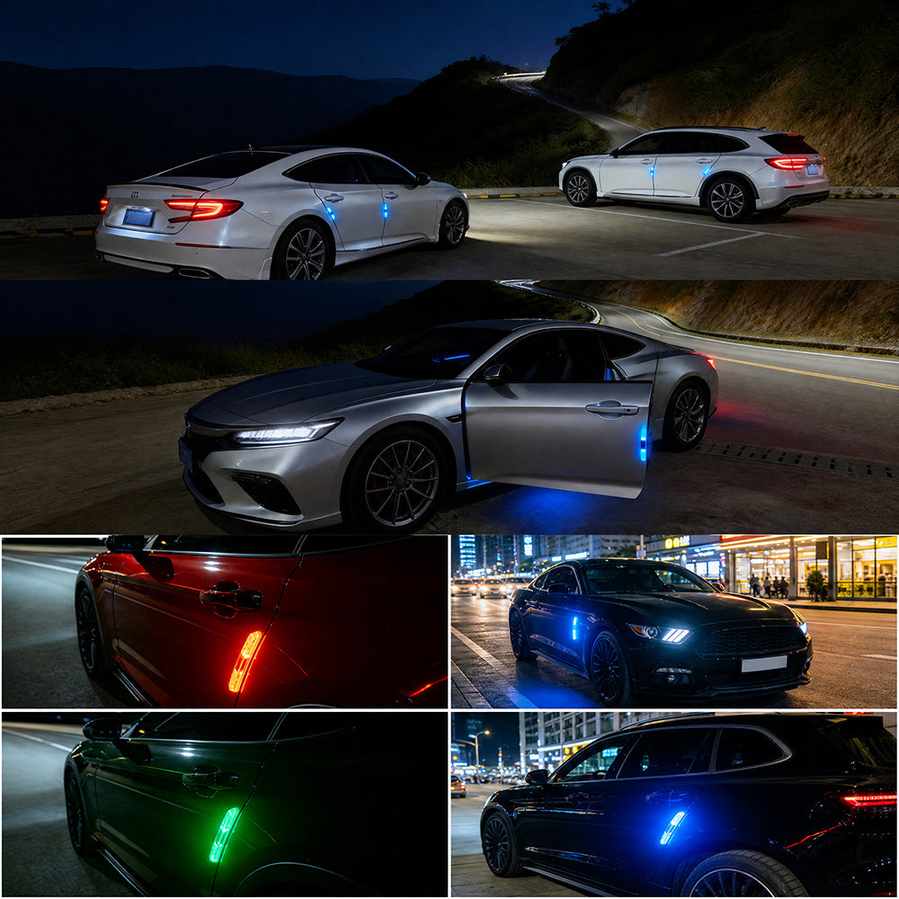 🚗Solcellsdriven RGB-varningslampa för bildörrar – automatisk kollisionsavvärjningslist