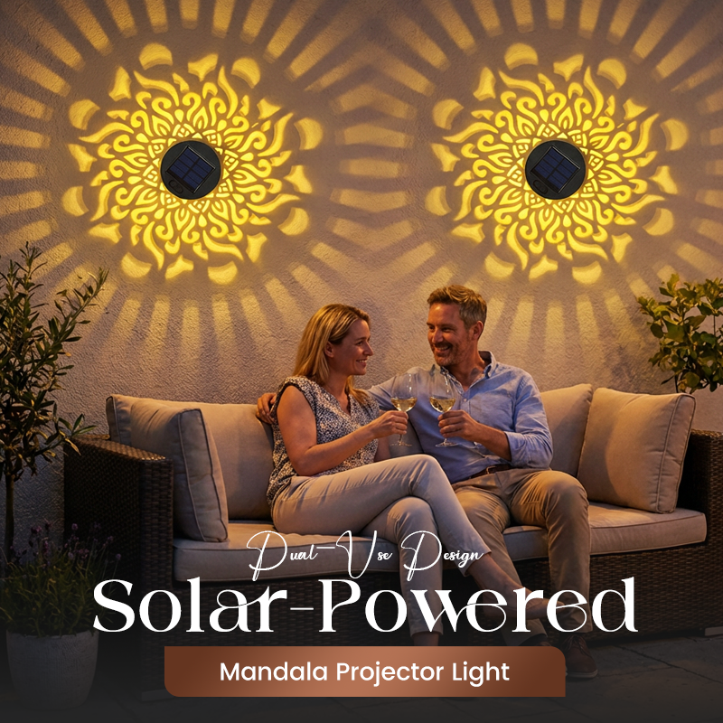💡Solcellsdriven mandala-vägglampa för utomhusbruk – projektorlampa för trädgårdsstaket och uteplats – stämningsfull inredning