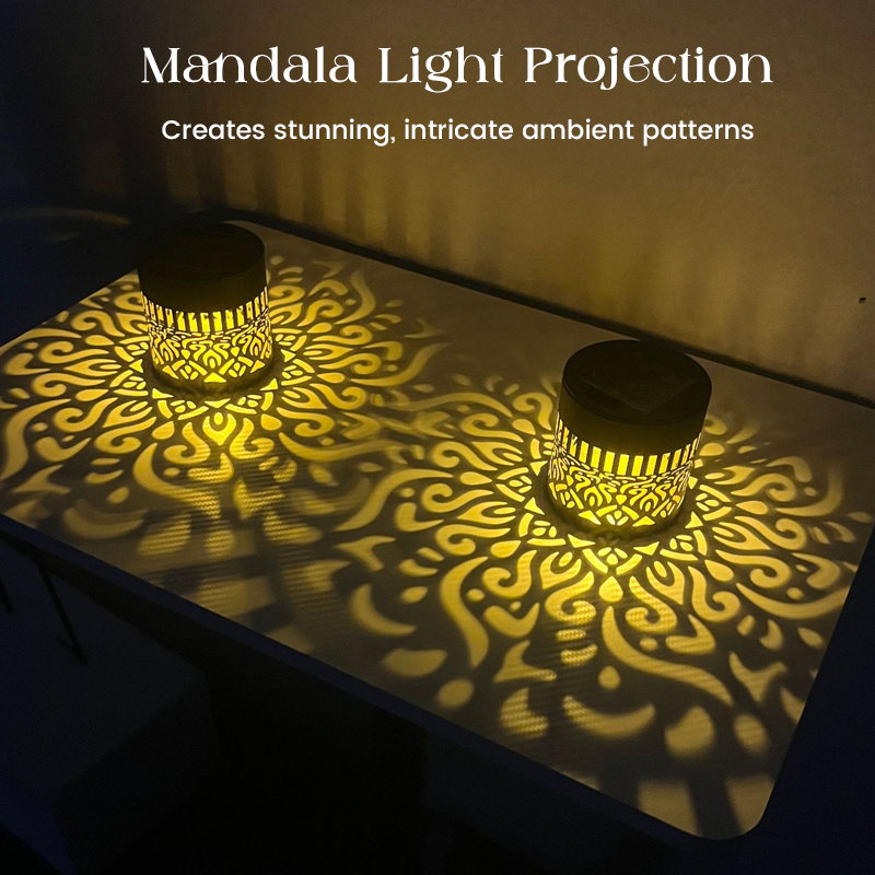 💡Solcellsdriven mandala-vägglampa för utomhusbruk – projektorlampa för trädgårdsstaket och uteplats – stämningsfull inredning